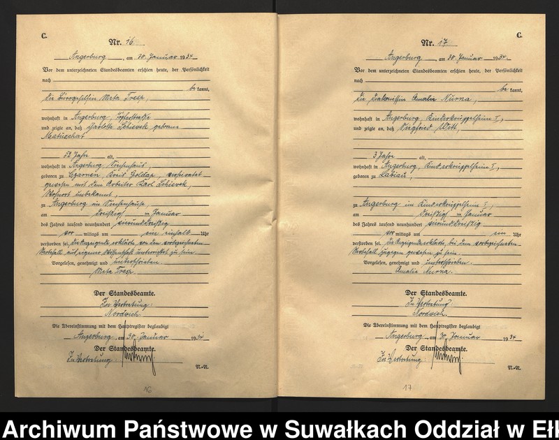 image.from.unit.number "C2. Sterbe - Register (Neben - Register) Standesamt Angerburg Ostpr. einschl. der Standesamtsbezirk Gross Strengeln, Kehlen und Prinowen"