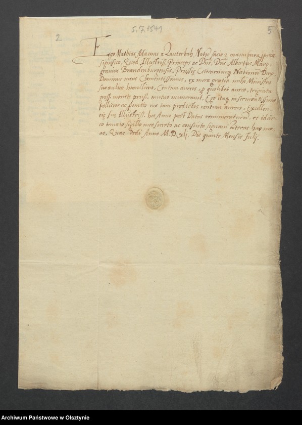 image.from.unit.number "V. [von] Lauterbach [Sprawa długów Mathiasa Adama von Lauterbacha]"