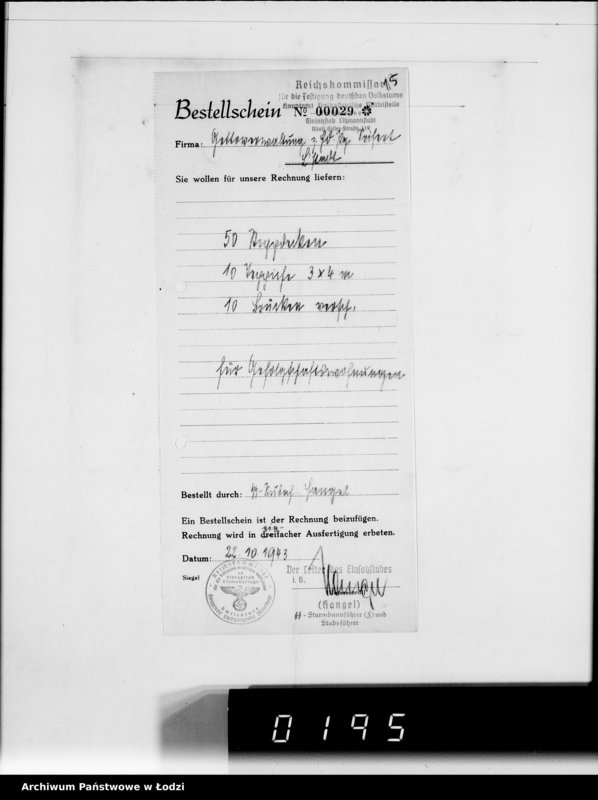 Obraz 19 z jednostki "Warenverwertung am Lager 91. [Aufträge] 5901-5950"