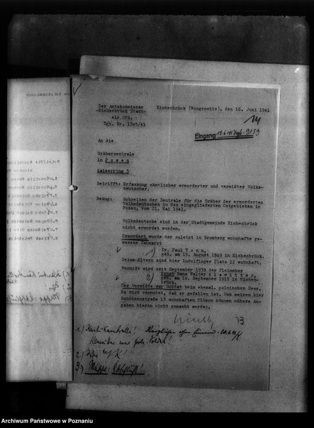 Obraz 18 z jednostki "Kreis Wongrowitz (Wągrowiec). Wykazy miejscowych Niemców, którzy zginęli w 1939 roku - korespondecja"