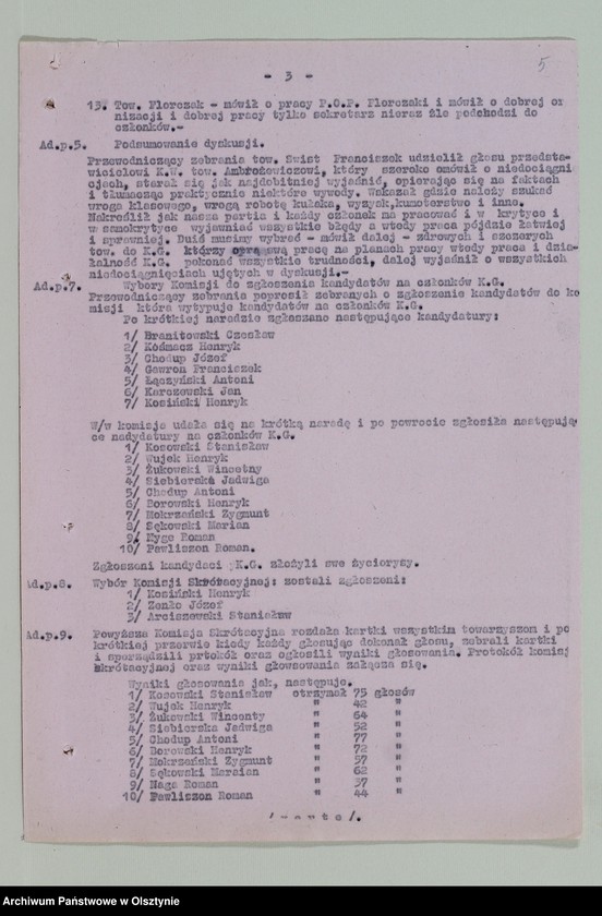 image.from.unit.number "Protokoły zebrań wyborczych /1950-1951/, posiedzeń plenarnych, egzekutywy, narad aktywu partyjnego, plany pracy, sprawozdania, ankiety sprawozdawcze /1949-1954/ Komitetu Gminnego PZPR"