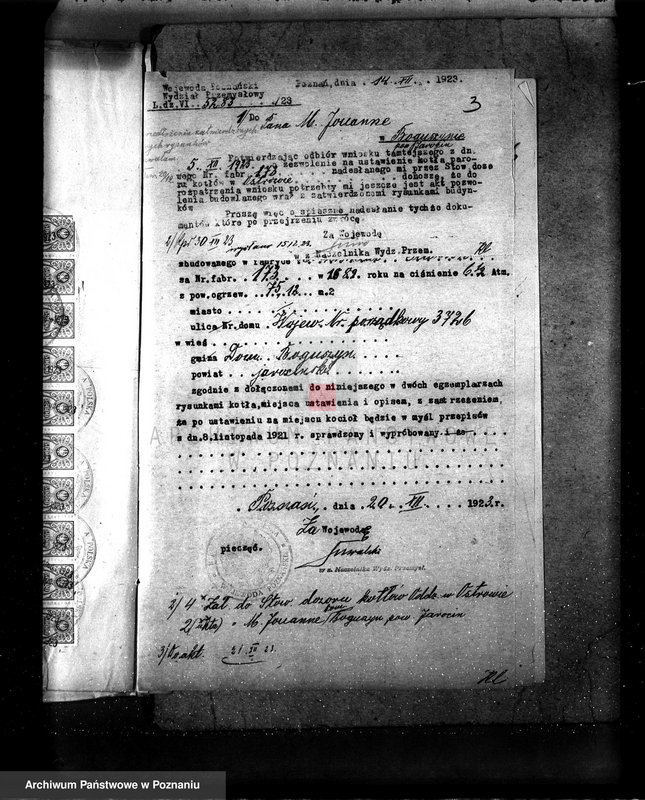 Obraz 7 z jednostki "Majętność Boguszyn pow. jarociński nr fabr. kotła 1231 nr woj. kotła 6119"