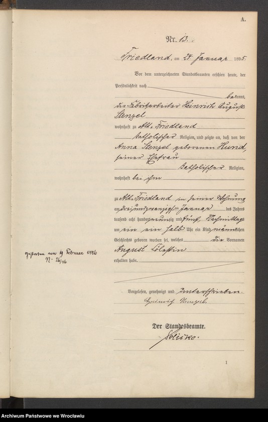 image.from.unit.number "Księga urodzeń USC Mieroszów (Friedland) 1895"