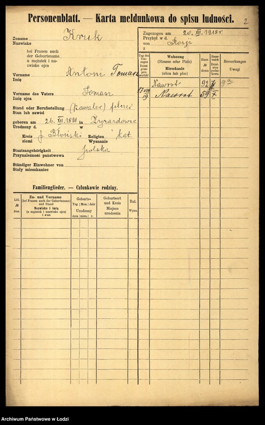 Obraz 4 z jednostki "[Spis ludności Łodzi] Kruk - Krol"