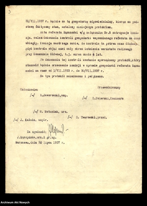 image.from.unit.number "[Kontrola Referatu Łączności Wydziału Organizacyjno - Wyszkoleniowego. Protokół, notatki.]"