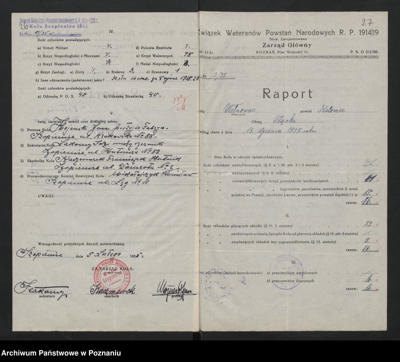 image.from.unit.number "Raporty ze stanu kół okręgu pomorskiego i śląskiego Związku Weteranów Powstań Narodowych Rzeczypospolitej Polski."