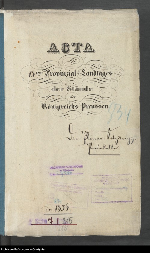 image.from.unit.number "Acta des 13ten Provinzial-Landtages der Stände des Königreichs Preusen. Die Plenar-Sitzungs-Protokolle."