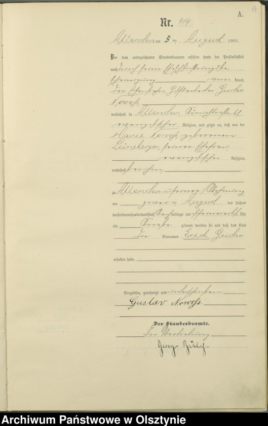 image.from.unit.number "Geburts-Haupt-Register Tom II, Nr 399 - 722"