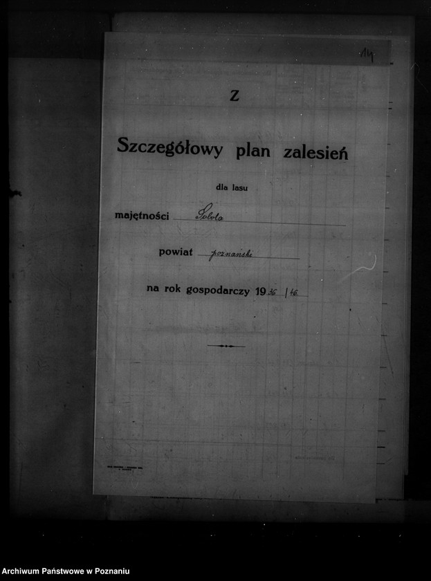 Obraz 18 z jednostki "Plan urządzenia gospodarstwa leśnego dla lasu majętności Sobota powiat poznański 1936-1946"