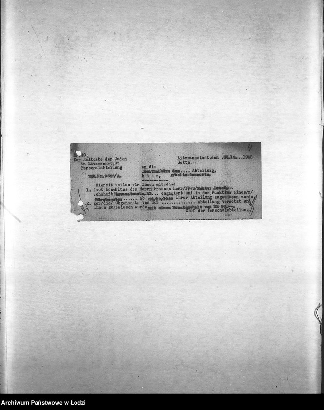 Obraz 7 z jednostki "[Korespondencja z wydziałami: Odzieży, Spraw Specjalnych, Centralnym Biurem Resortów Pracy, Ubezpieczeń, Próśb i Zażaleń oraz innymi w sprawach personalnych, zatrudnienia i płac] "