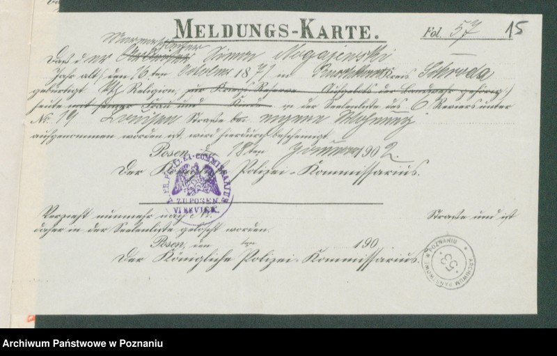 Obraz 17 z jednostki "[Dokumenty dostarczone przez narzeczonych do zawarcia związku małżeńskiego za 1902 rok. Tom III]"