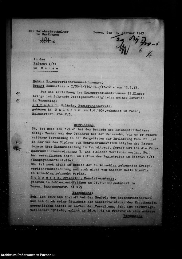 Obraz 10 z jednostki "Sammlung der Vorschläge für Kriegsverdienstkreuze"