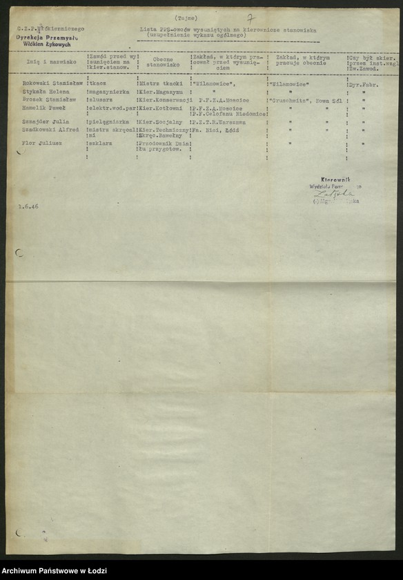 Obraz 8 z jednostki "Wykazy członków PPS na kierowniczych stanowiskach w zakładach pracy"