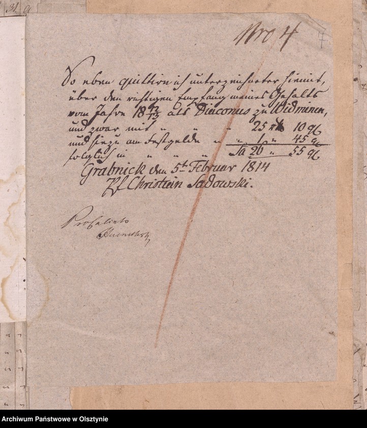 image.from.unit.number "Beläge zur 1812/1813 Jahres Kirchen Rechnung von Widminnen"