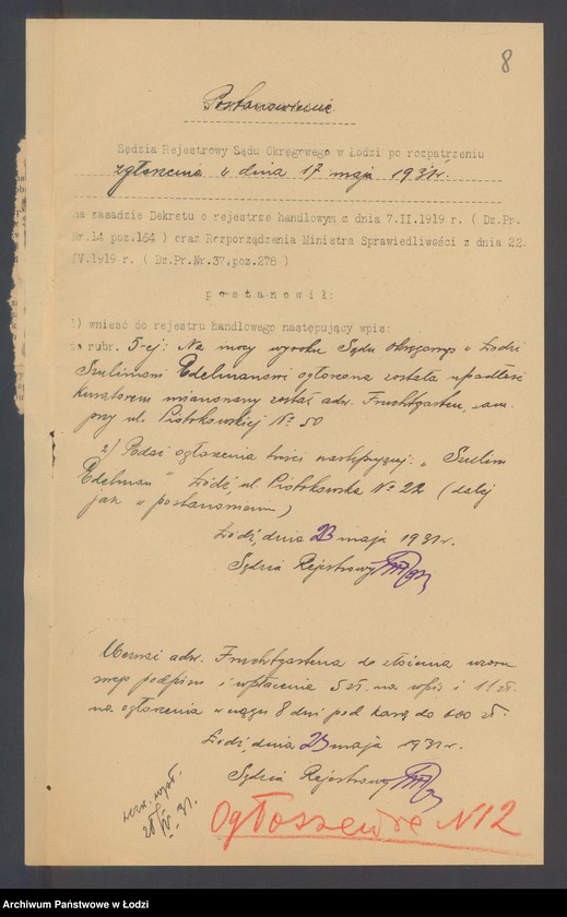 Obraz 10 z jednostki "Szulim Edelman – sprzedaż mat. introligatorskich"