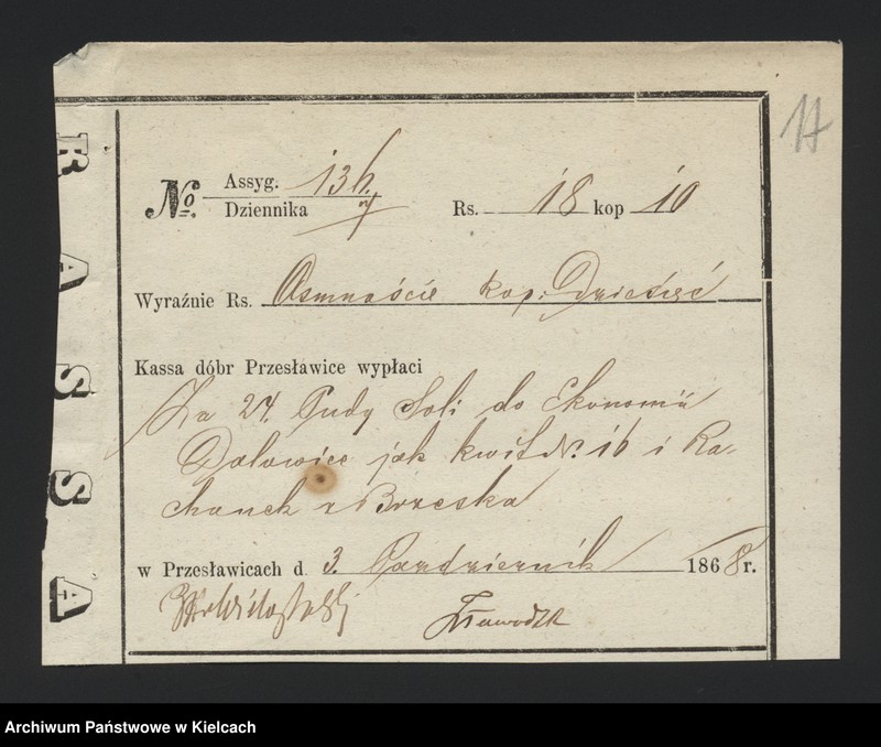 image.from.unit.number "Dowody rozchodu kasy dóbr Przęsławice od dnia 1 października"