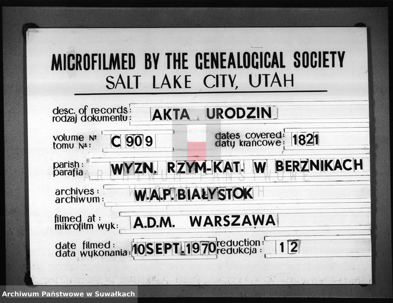 image.from.unit.number "Akta Urodzonych Gminy Berznickiey od Dnia 1-o Stycznia 1821 r."