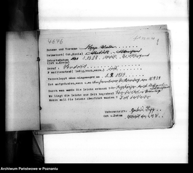 Obraz 6 z jednostki "Wykazy miejscowych Niemców, którzy zginęli w 1939 roku"