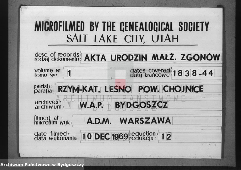 image.from.team "Akta metrykalne parafii rzymskokatolickiej w Leśnie, pow. Chojnice"