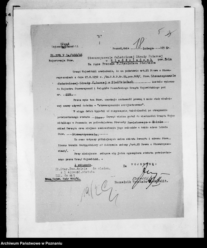 Obraz 8 z jednostki "/Stowarzyszenie ochotniczej straży pożarnej powiatu żnińskiego/ litery od N-Z"