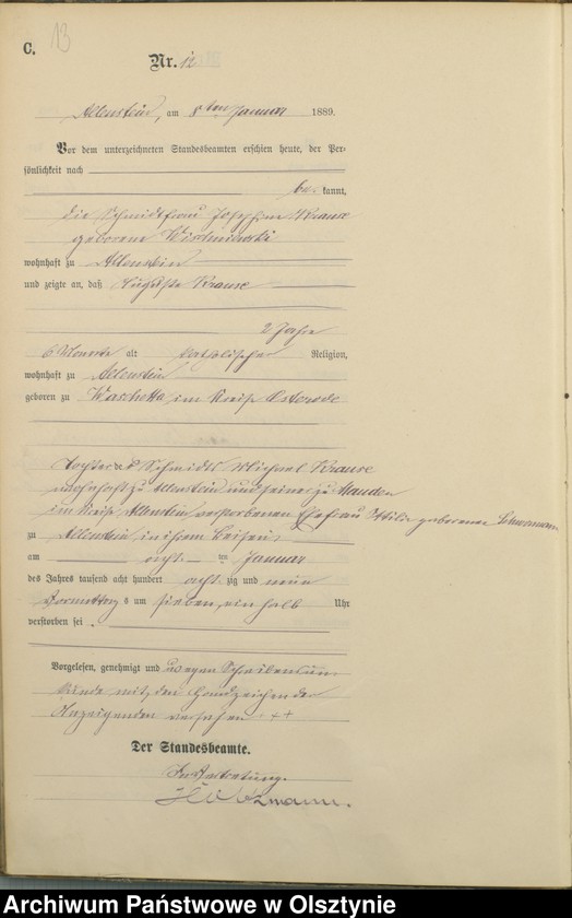 image.from.unit.number "Sterbe-Haupt-Register Tom I,Nr 1 - 302"