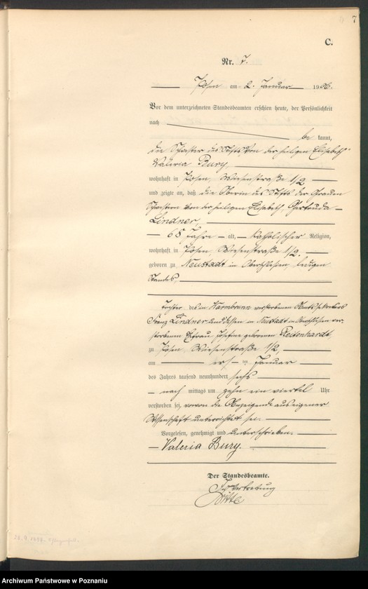 Obraz 9 z jednostki "Księga miejscowa zgonów tom I"