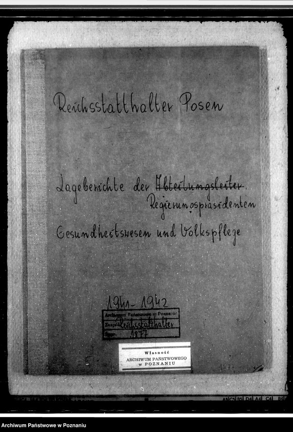 Obraz 3 z jednostki "Lageberichte der Regierungspräsidenten, Gesundheitswesen und Volkspflege"
