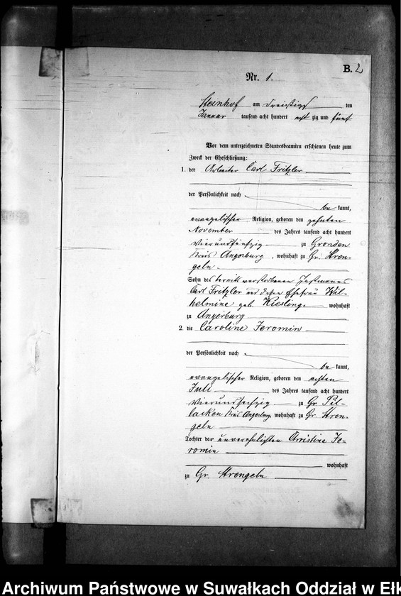 image.from.unit.number "Heiraths-Neben-Register des Preussischen Standes-Amtes Gr. Strengeln Kreis Angerburg"