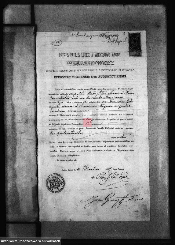 image.from.unit.number "Dokumenty Prinadležaščija k aktam brakosočetanii Berznickago Rimsko- Katoličeskago Prichoda za 1888 god"