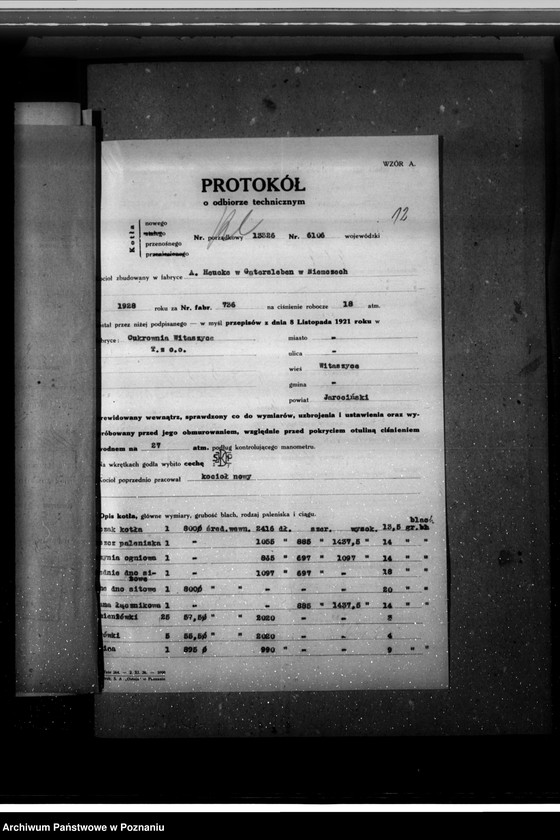 Obraz 17 z jednostki "Cukrownia w Witaszycach nr fabr. kotła 736 nr woj. kotła 6106"