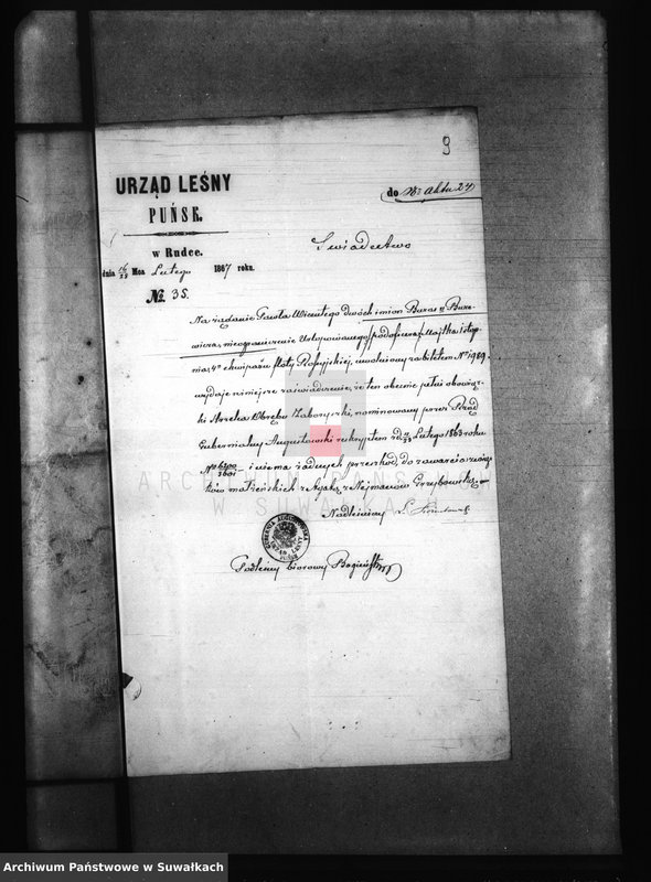 image.from.unit.number "Dowody do akt ślubnych Parafii Puńsk za r 1867"