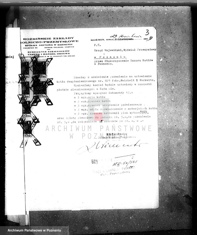 image.from.unit.number "Koźmińskie Zakłady Rolniczo-Przemysłowe w Koźminie pow. krotoszyński - Suszarnia płatków kartoflanych nr woj. kotła 568"