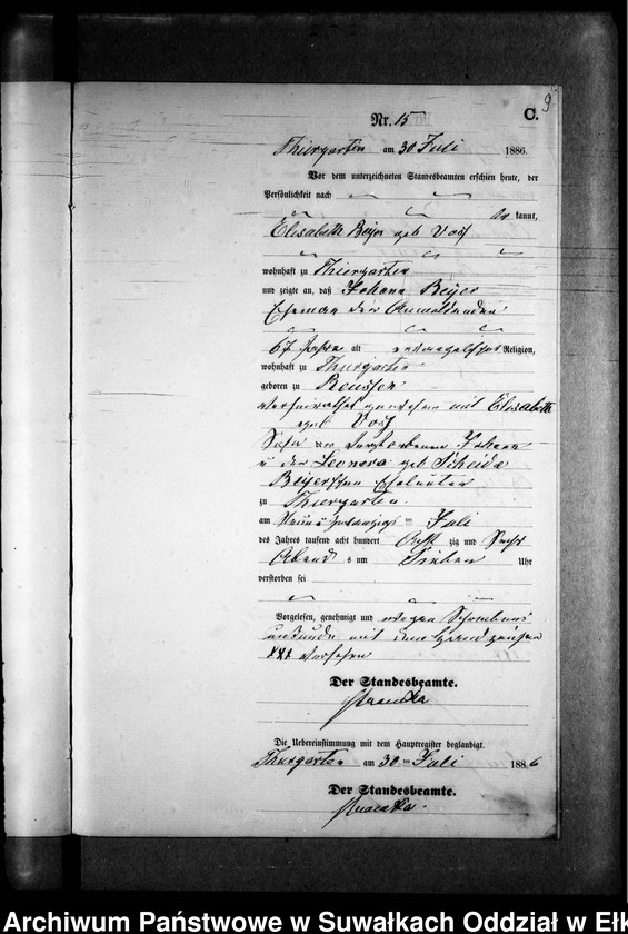 image.from.unit.number "Sterbe-Neben-Register des Preussischen Standes-Amtes Prinowen Kreis Angerburg"