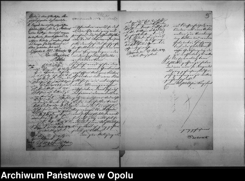 Obraz 7 z jednostki "Acta des Magistrats zu Oppeln betreffend die dem p. Bobreck ertheilte Erlaubniß zum Kleinhandel mit geistigen Getränke und zur Errichtung eines Kaffen=Etablissements in seinem Hause No 35 Odervorstadt so wie die Denunciation des p. Angres"