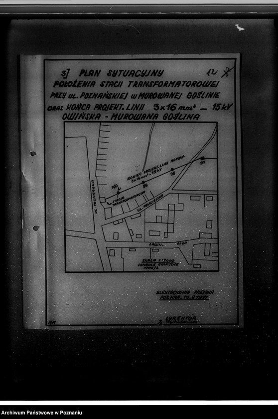 Obraz 20 z jednostki "Wniosek Elektrowni Miejskiej w Poznaniu o zatwierdzenie planu linii elektrycznej z Owińsk do Murowanej Gośliny"