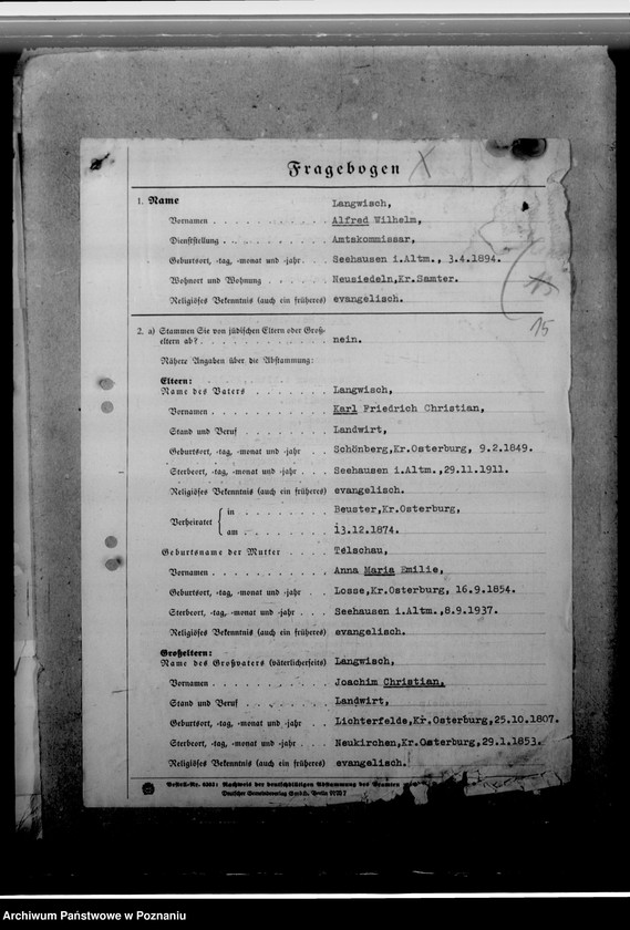 Obraz 19 z jednostki "Langwisch, Alfred - komisarz obwodowy"