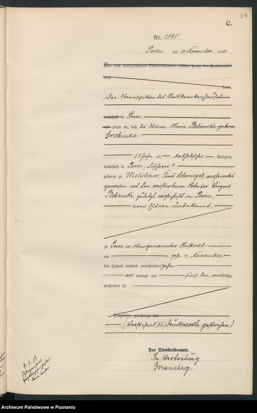 Obraz 20 z jednostki "Księga miejscowa zgonów tom V [Rejestr główny zgonów]"