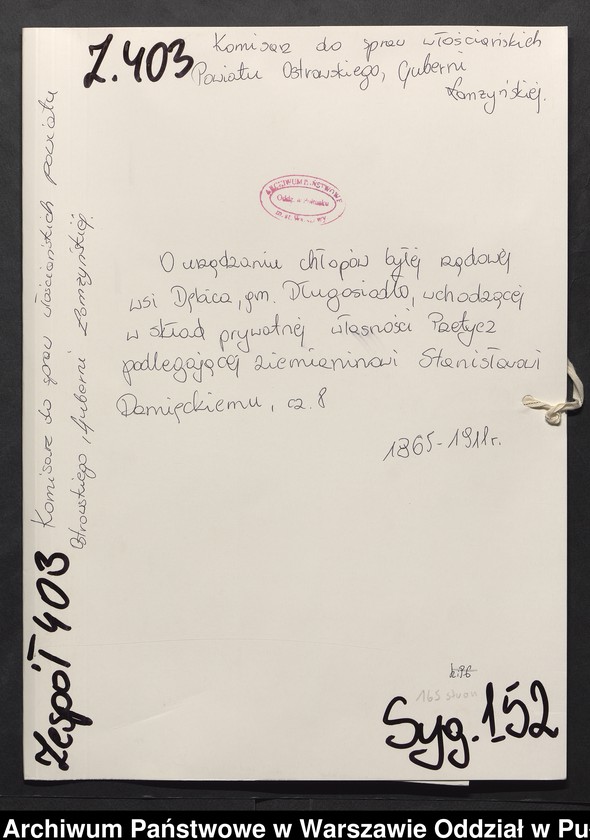 image.from.unit.number "O urządzaniu chłopów byłej rządowej wsi Dębica, gm. Długosiodło, wchodzącej w skład prywatnej własności Przetycz podlegającej ziemianinowi Stanisławowi Damięckiemu cz.8"