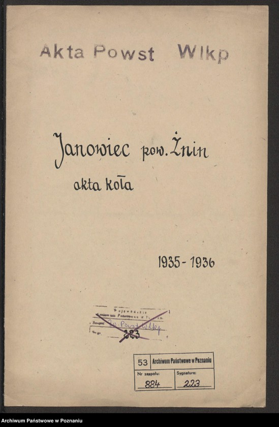 Obraz 3 z jednostki "Janowiec, powiat Żnin akta koła."
