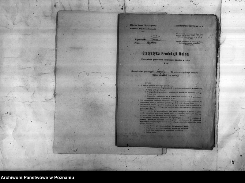 Obraz 13 z jednostki "/Statystyka produkcji rolnej - zestawienie ogólne z powiatu chodzieskiego"