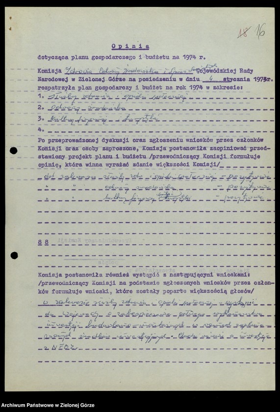 image.from.unit.number "Protokóły z posiedzeń Komisji Zdrowia, Ochrony Środowiska i Spraw Socjalnych Wojewódzkiej Rady Narodowej w Zielonej Górze; Nr 1 - 3; Tom 1 "
