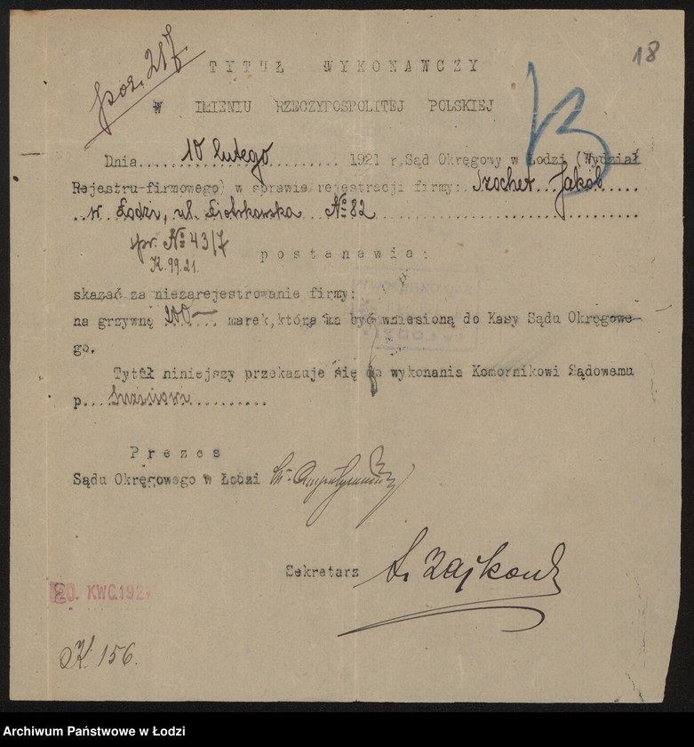 Obraz 20 z jednostki "Jakób Sochet – wyrób towarów bawełnianych"