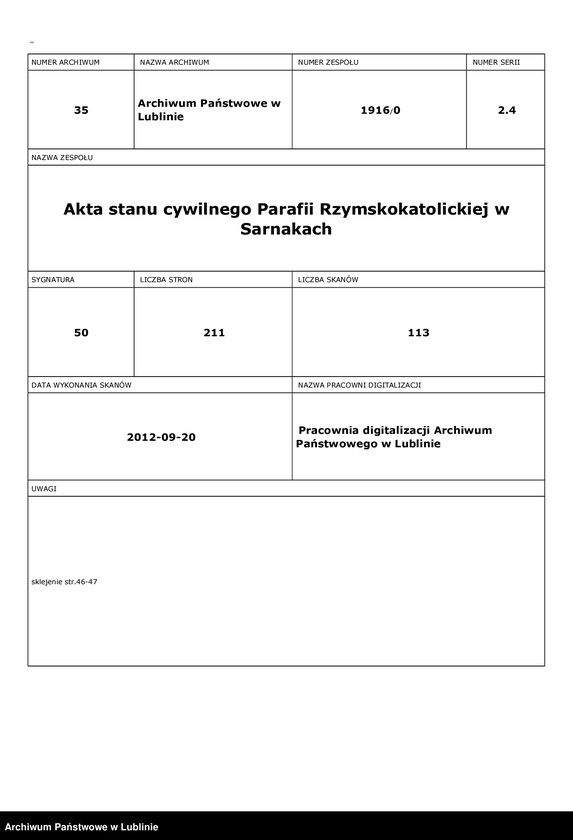 Obraz 2 z jednostki "Księga urodzeń, małżeństw i zgonów"