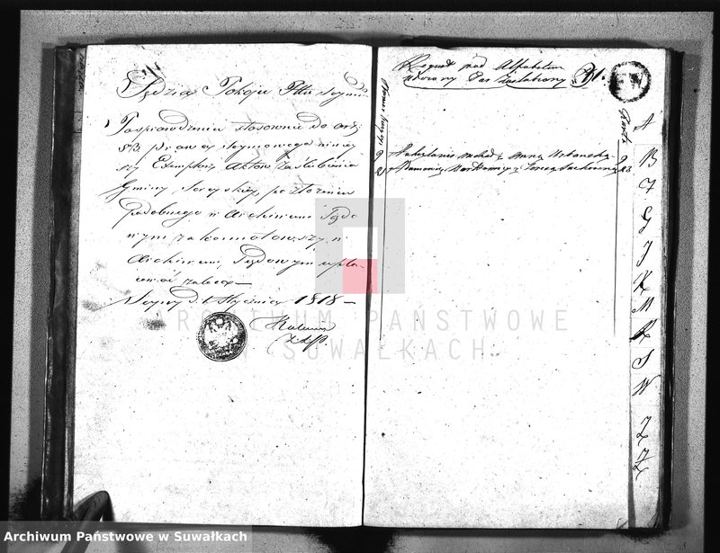 image.from.unit.number "Akta urzędnika stanu cywilnego gminy i parafii sereyskiey zaślubionych od dnia 1-go stycznia 1818 do ostatniego grudnia tegoż roku"