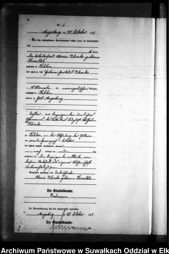 image.from.unit.number "Sterbe-Neben-Register des Preussischen Standes-Amtes Kehlen Kreis Angerburg"