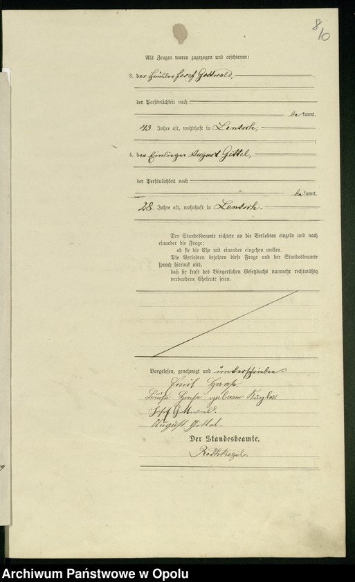 Obraz 14 z jednostki "Heiraths-Haupt-Register des Standsamts Bischofswalde pro 1901"