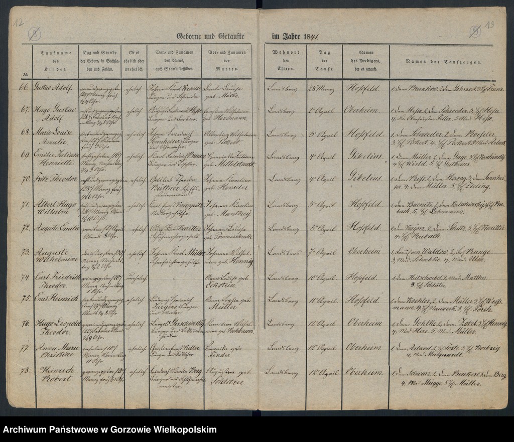 image.from.unit.number "Duplikate der Kirchenbücher von der Parochie der Hauptkirche zu Landsberg an der Warthe (zawiera także księgę zgonów Konkordien Kirche z 1841 r.)"