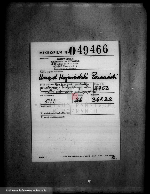 Obraz 2 z jednostki "Rozliczenie podatku gruntowego i budynkowego dla majątku Falmierowo powiatu wyrzyskiego"