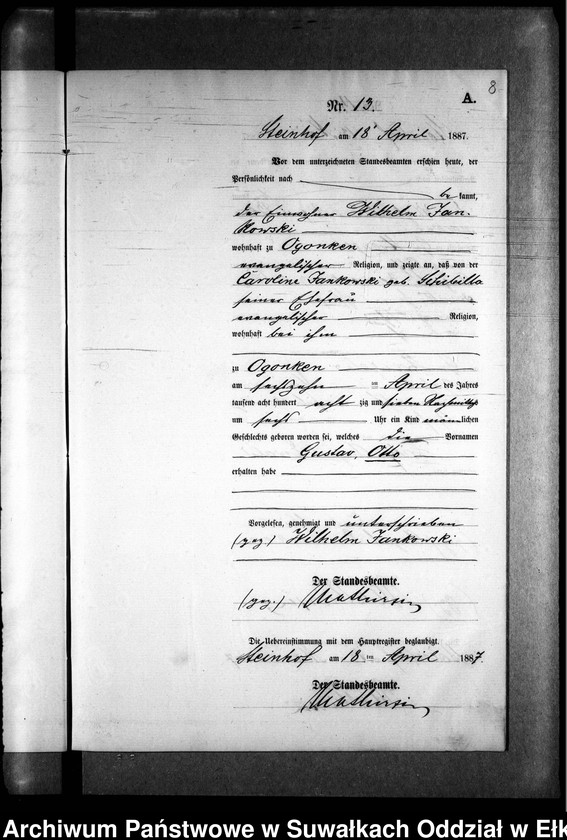 image.from.unit.number "Geburts-Neben-Register des Preussischen Standes-Amtes Gr. Strengeln Kreis Angerburg"