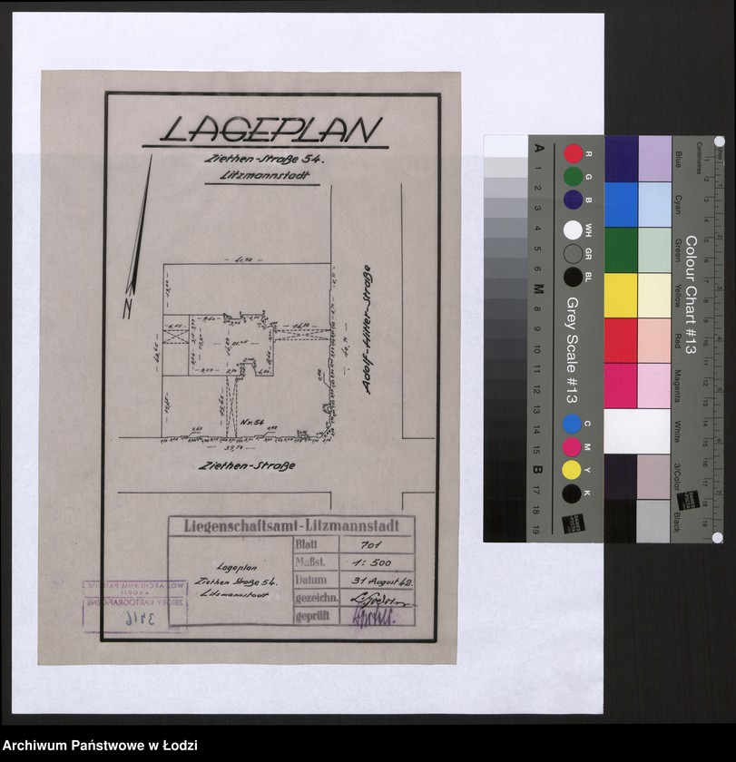 Obraz 1 z jednostki "Lageplan Zietenstraße 54 Litzmannstadt"